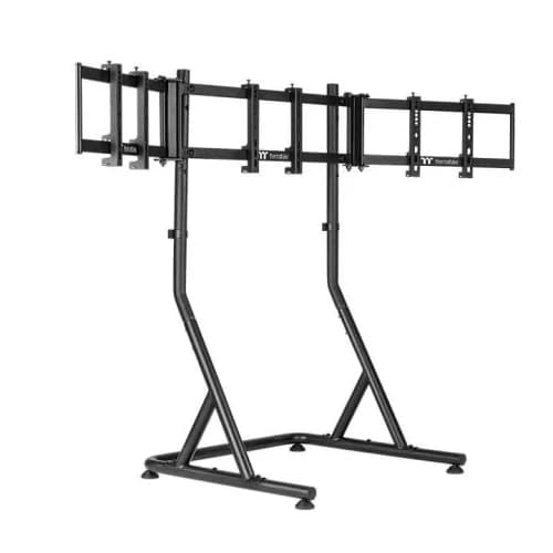 Thermaltake Triple Racing Monitor Stand – Steel Frame, Up to Three 32″ Displays, VESA Mount, Height Adjustable (920–970 mm), Folds Backward