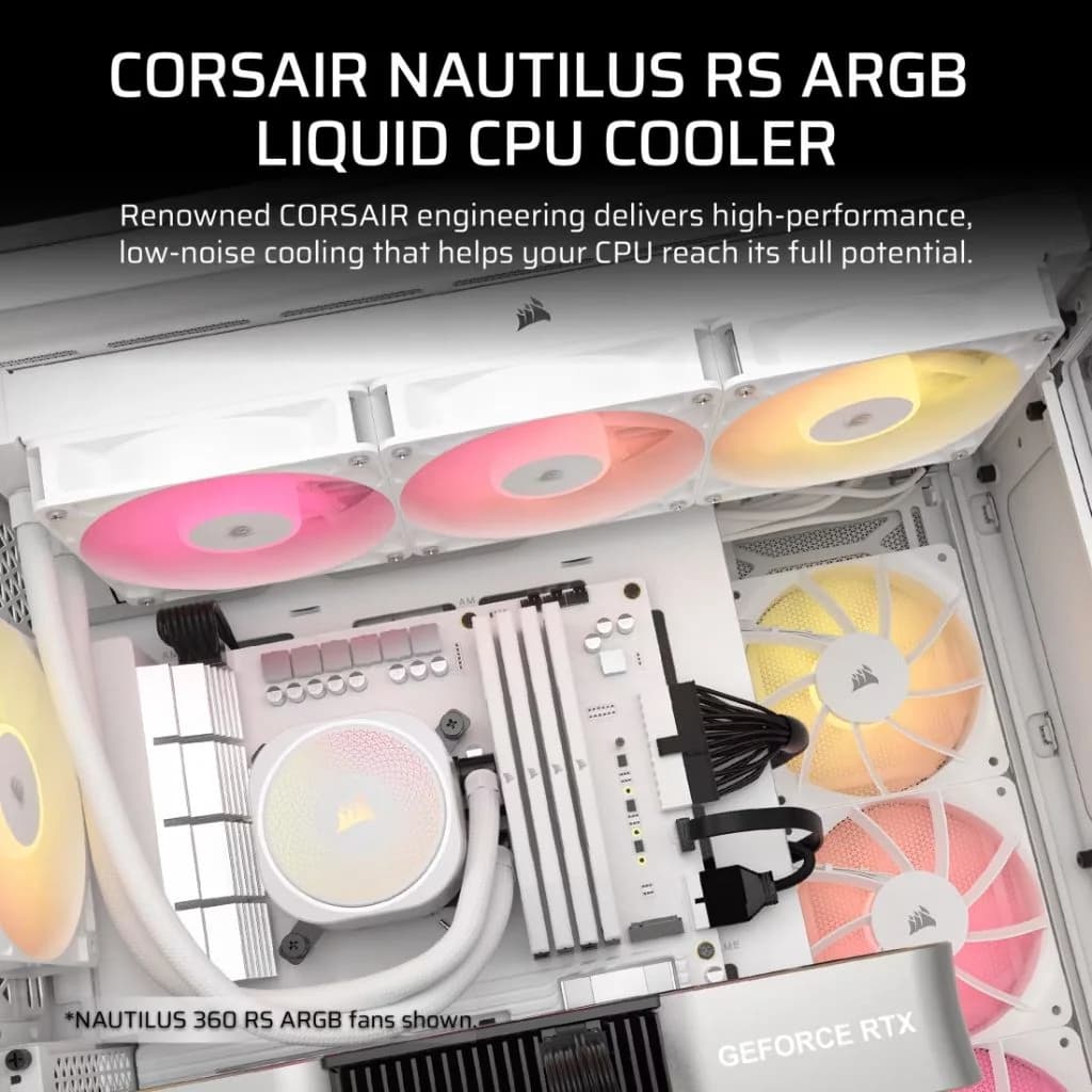 Corsair NAUTILUS 240 RS ARGB Liquid CPU Cooler - White — thumbnail 3 of 5