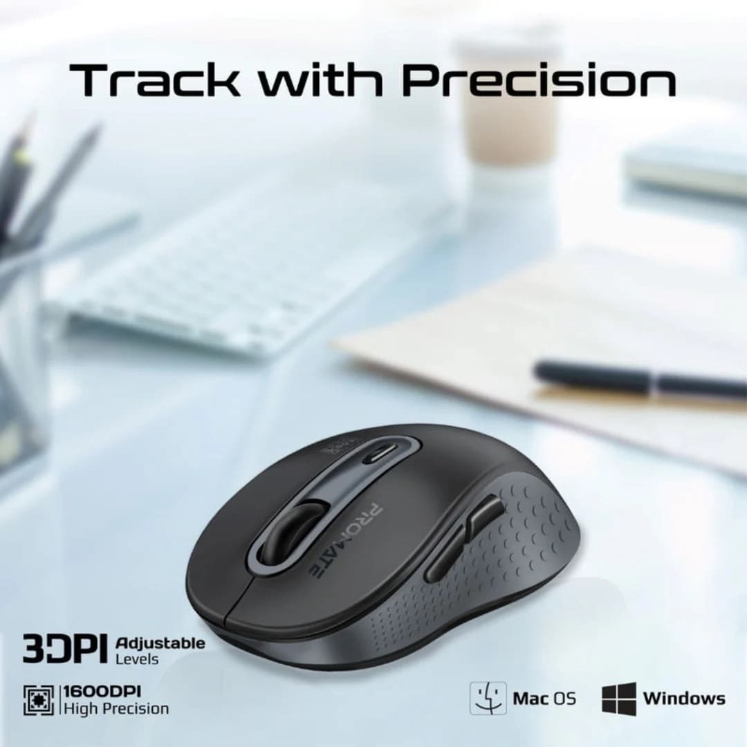 Promate Ken Dual Mode Wireless Mouse - Black — thumbnail 4 of 5