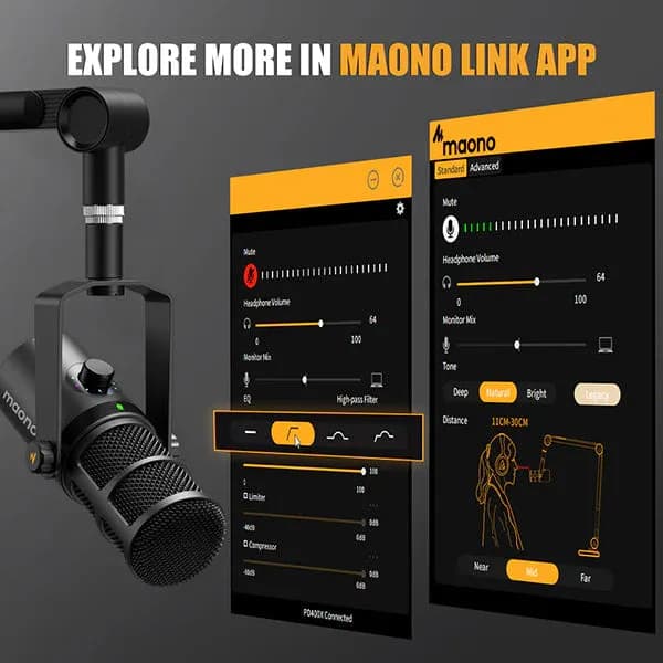 Maono PD400X USB/XLR Dynamic Microphone for Podcasting, Streaming & Recording — thumbnail 5 of 6