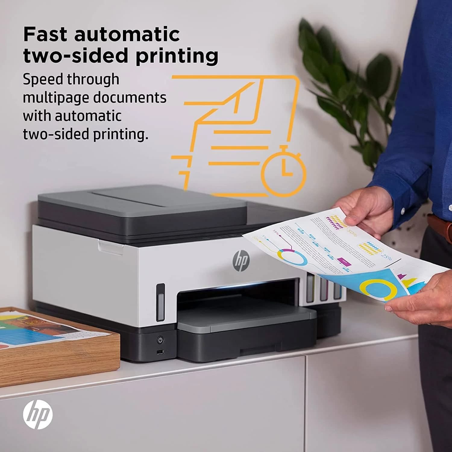 HP Smart Tank 790 All In One Printer, Auto Duplex Printing, W ADF & Magic Touch Panel, 23ppm Print Speed, USB  WiFi  Bluetooth  LANMobile Printing, 100 Sheets Output Capacity, White-Gray — thumbnail 3 of 6