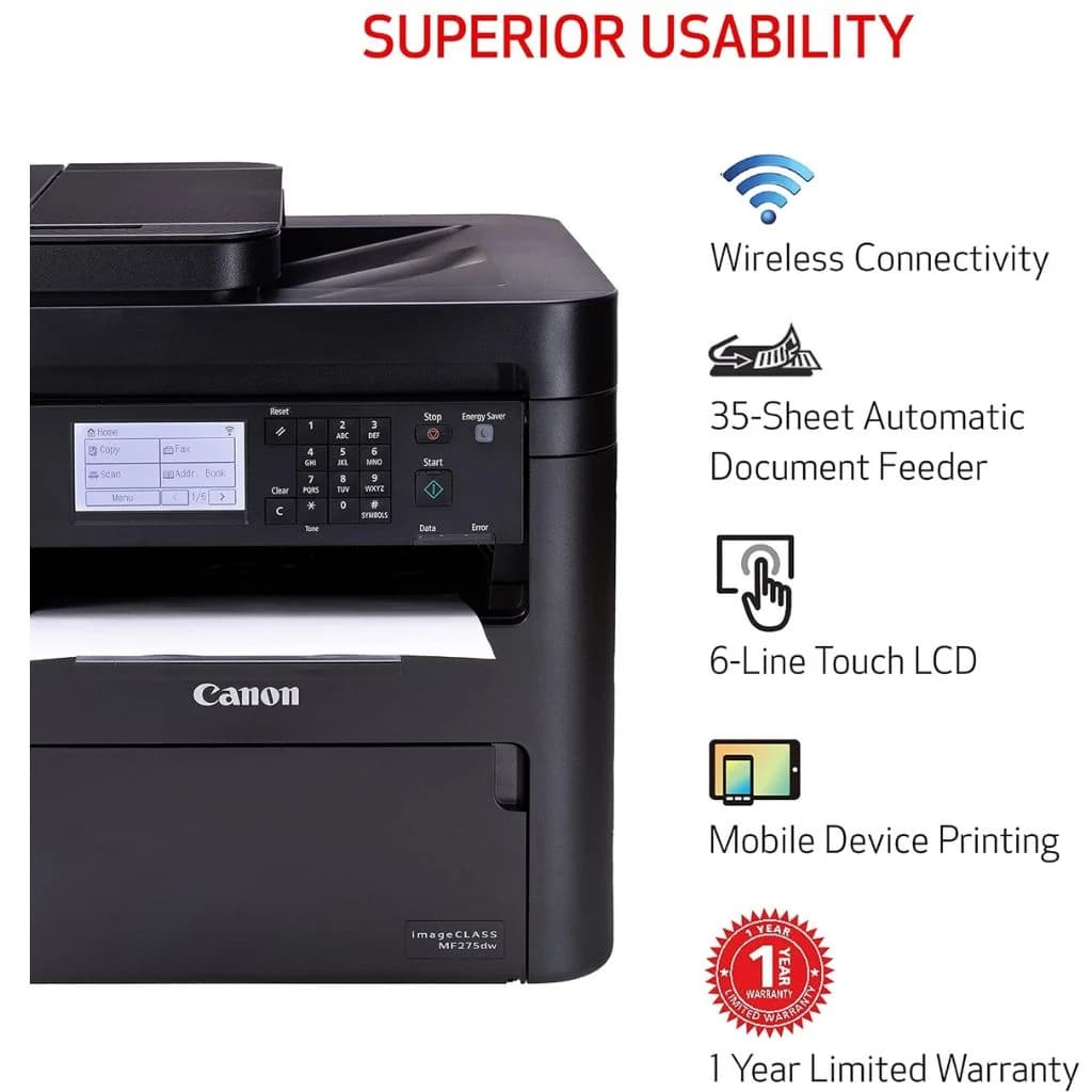 Canon imageCLASS MF275dw - Mono Laser 4-in-1 Printer — thumbnail 5 of 6