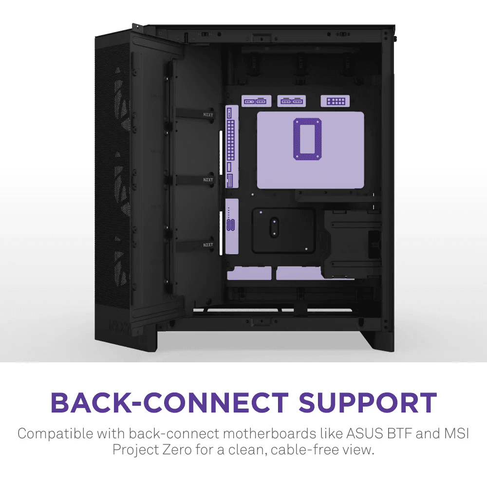 NZXT H9 FLOW RGB+ DUAL-CHAMBER MID TOWER Airflow With CONTROL HUB Black CASE — thumbnail 7 of 8