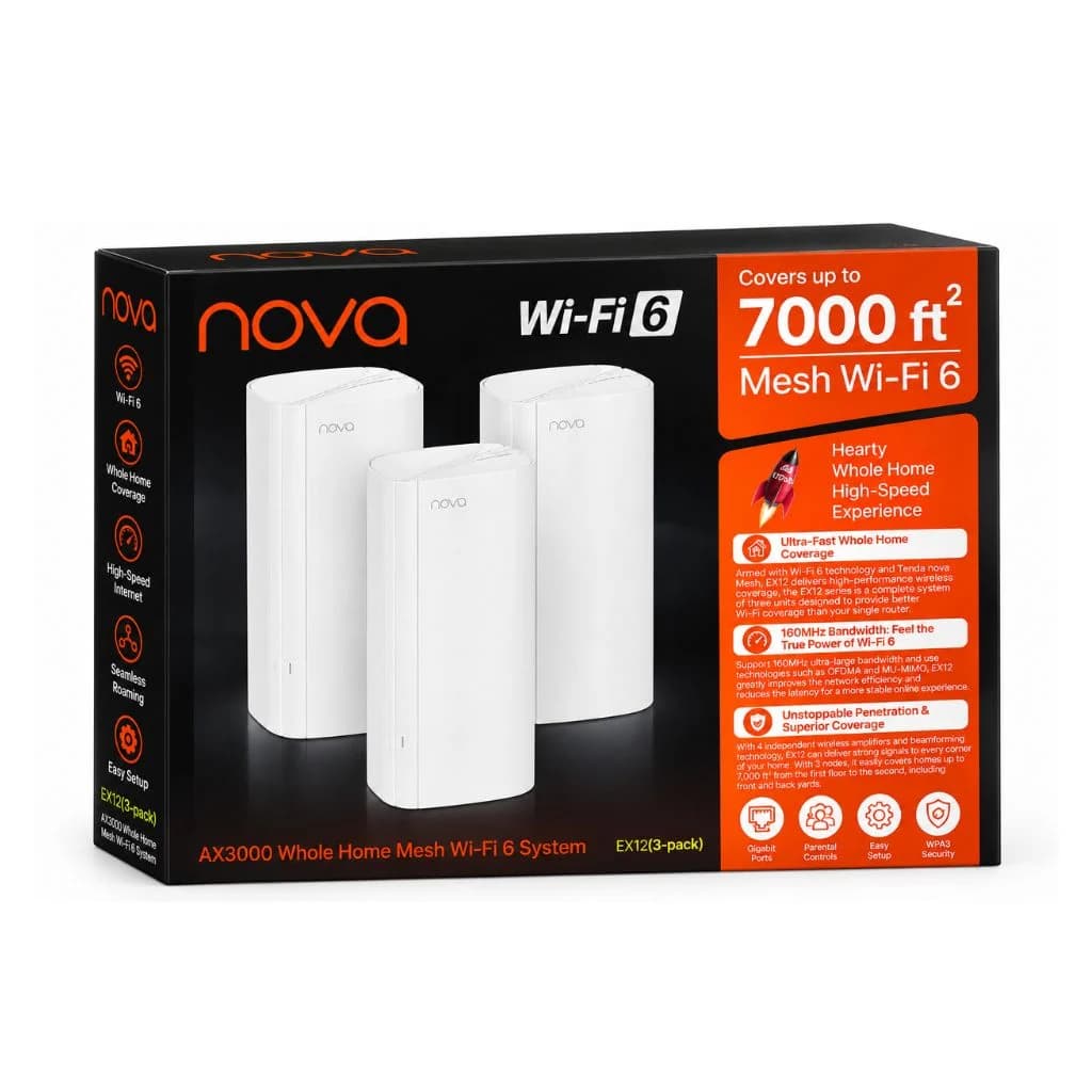Tenda Nova EX12 3-Pack AX3000 - Whole Home Mesh Wi-Fi 6 System