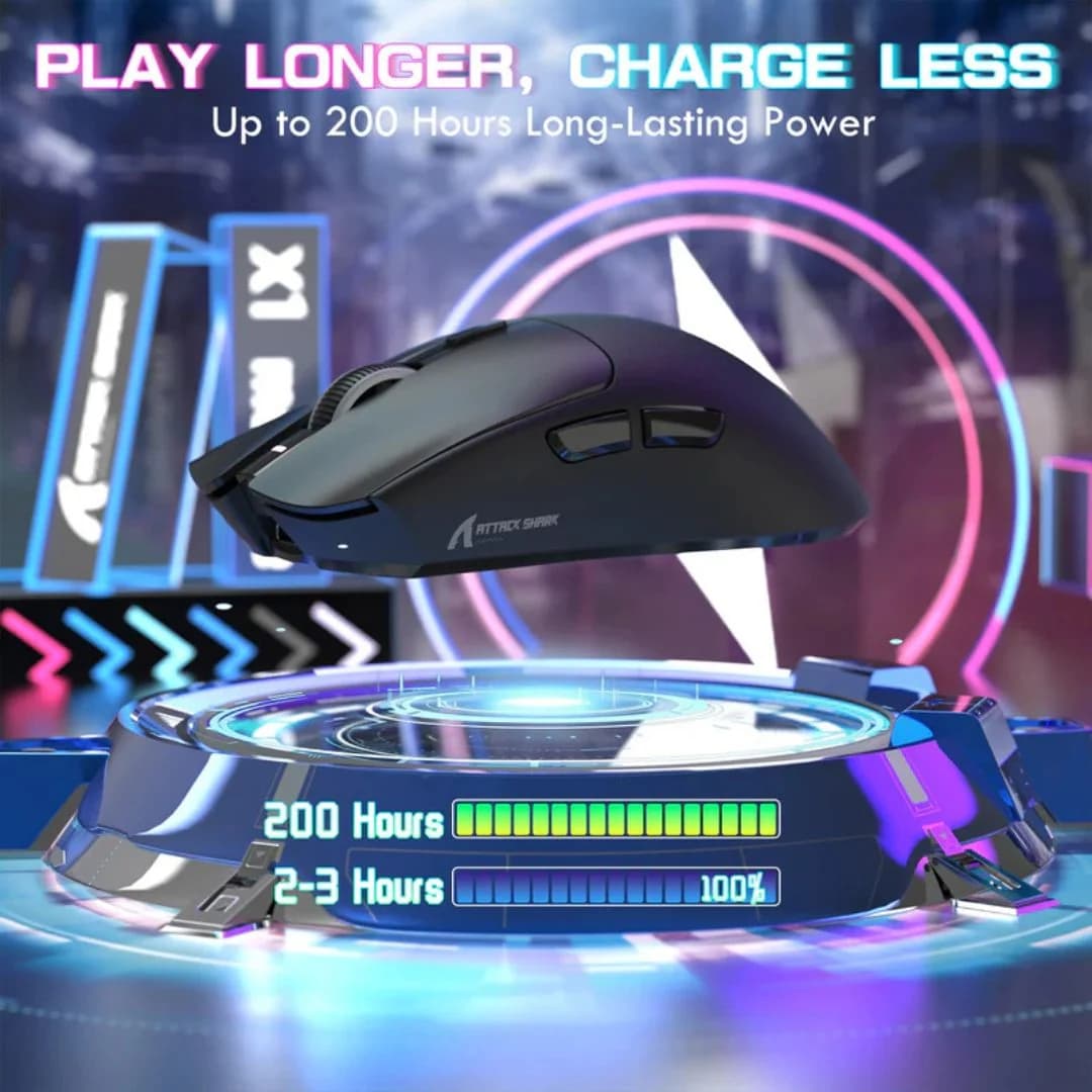 ATTACK SHARK X1 Tri-mode Gaming Mouse - Black — thumbnail 4 of 5