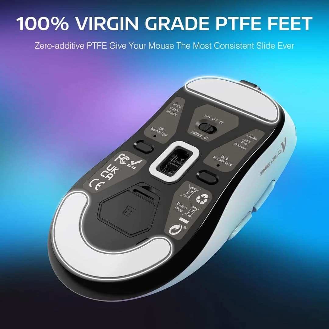 ATTACK SHARK X3  Wireless Gaming Mouse - White — thumbnail 6 of 7