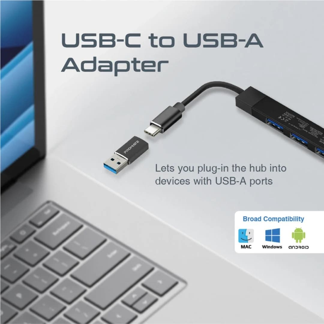 Promate LiteHub-4 4-in-1 Multi-Port USB-C Data Hub - Black — thumbnail 3 of 4