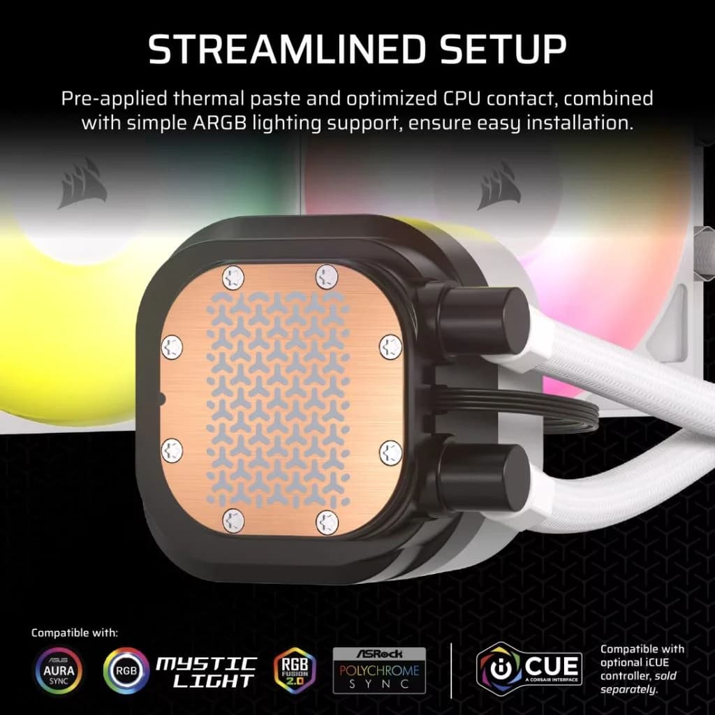 Corsair NAUTILUS 240 RS ARGB Liquid CPU Cooler - White — thumbnail 4 of 5