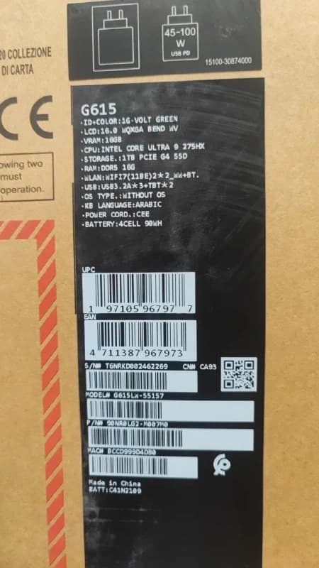 ASUS ROG Strix G16, NVIDIA Geforce RTX 5080 16GB, Intel Core Ultra 9-275HX, RAM 16GB, SSD 1TB, 16.0 inch WQXGA 240Hz, Volt Green — thumbnail 8 of 8