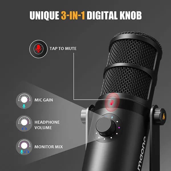 Maono PD400X USB/XLR Dynamic Microphone for Podcasting, Streaming & Recording — thumbnail 2 of 6