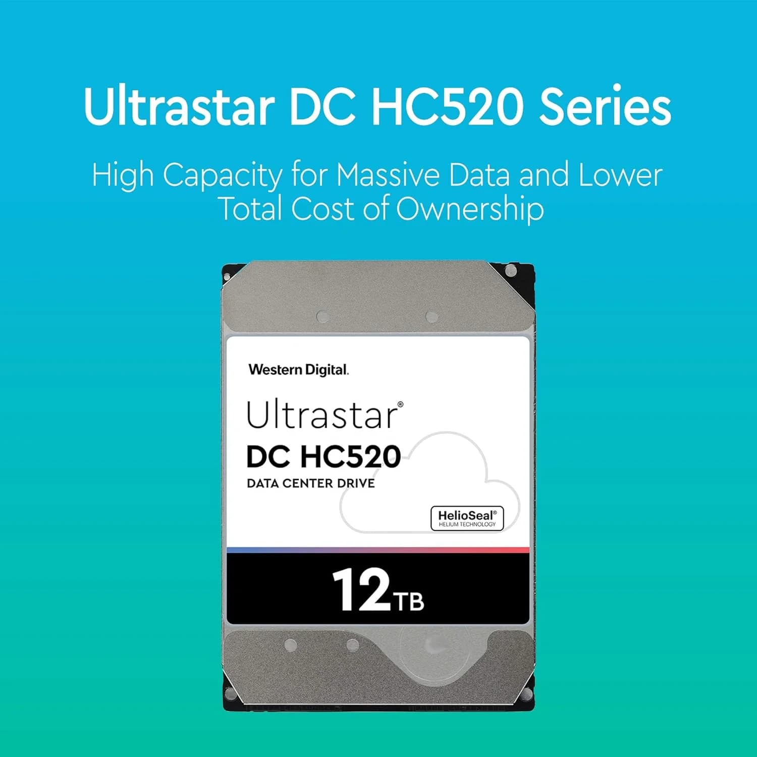 WD Ultrastar DC HC520 12TB Enterprise HDD, 3.5-Inch Internal Hard Drive, 7200RPM, SATA 6Gb/s, 256MB Cache, Helium-Filled Data Center Storage, Model HUH721212ALE600 — thumbnail 2 of 6