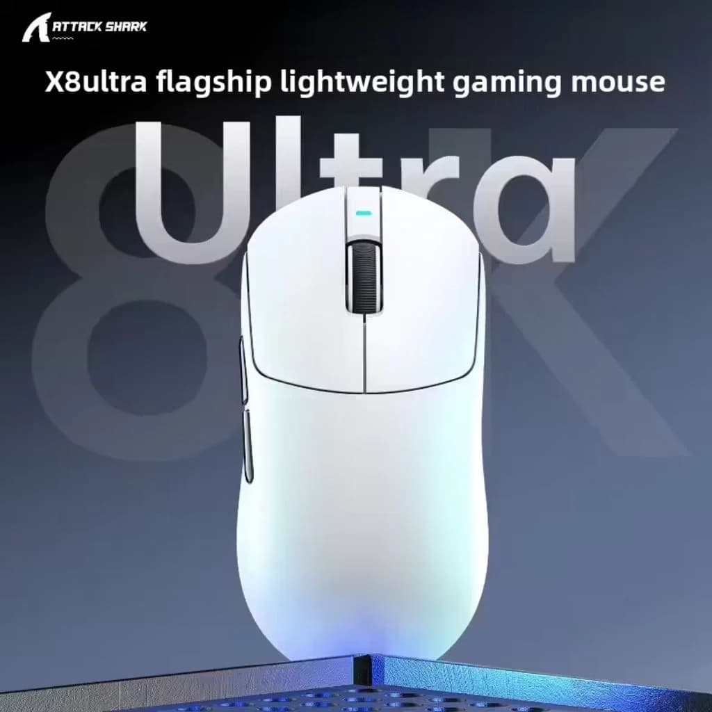 ATTACK SHARK X8 Ultra Tri-mode Wireless Gaming Mouse - White — thumbnail 3 of 3