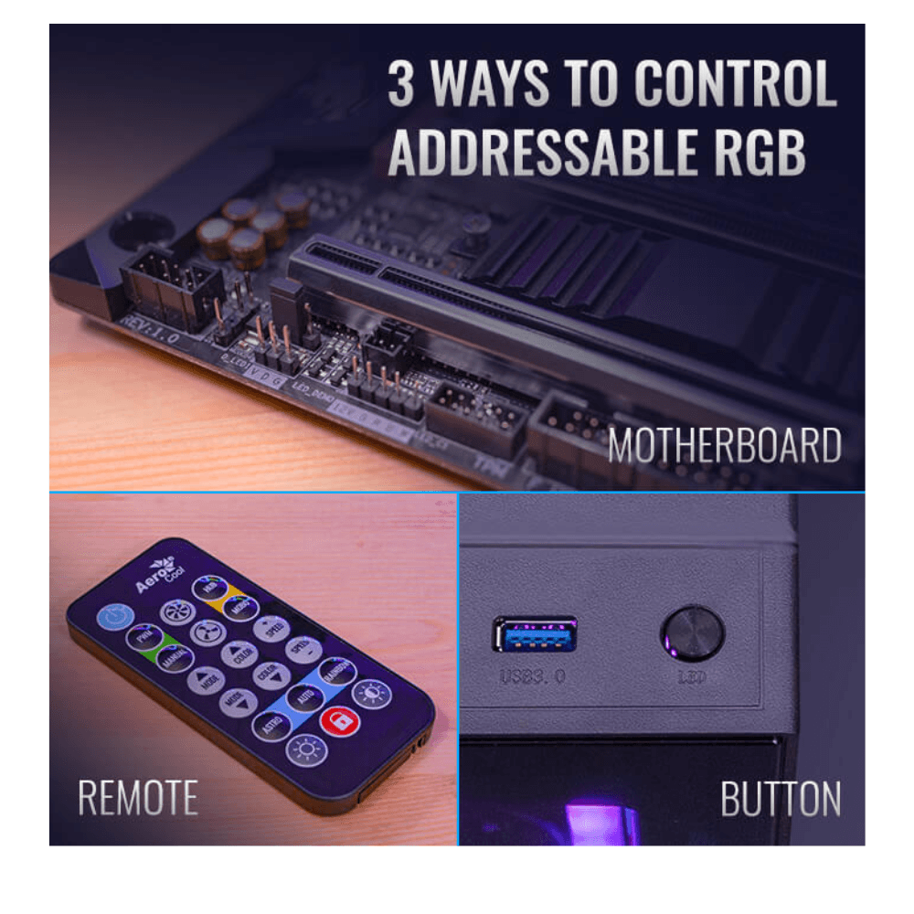AEROCOOL FAN CASE EDGE 14 PRO 3X140mm ARGB BLACK+ REMOTE CONTROL — thumbnail 4 of 5
