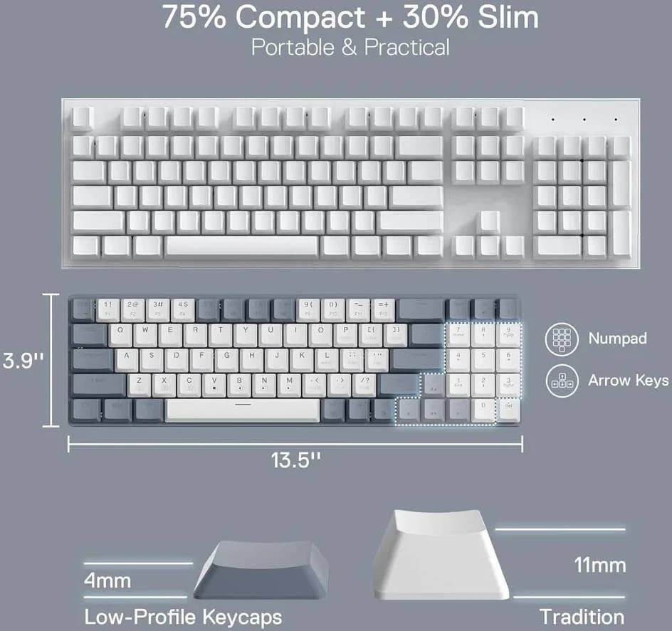 Redragon 94key low profile combo BS-8772 (Grey/White) — thumbnail 2 of 4