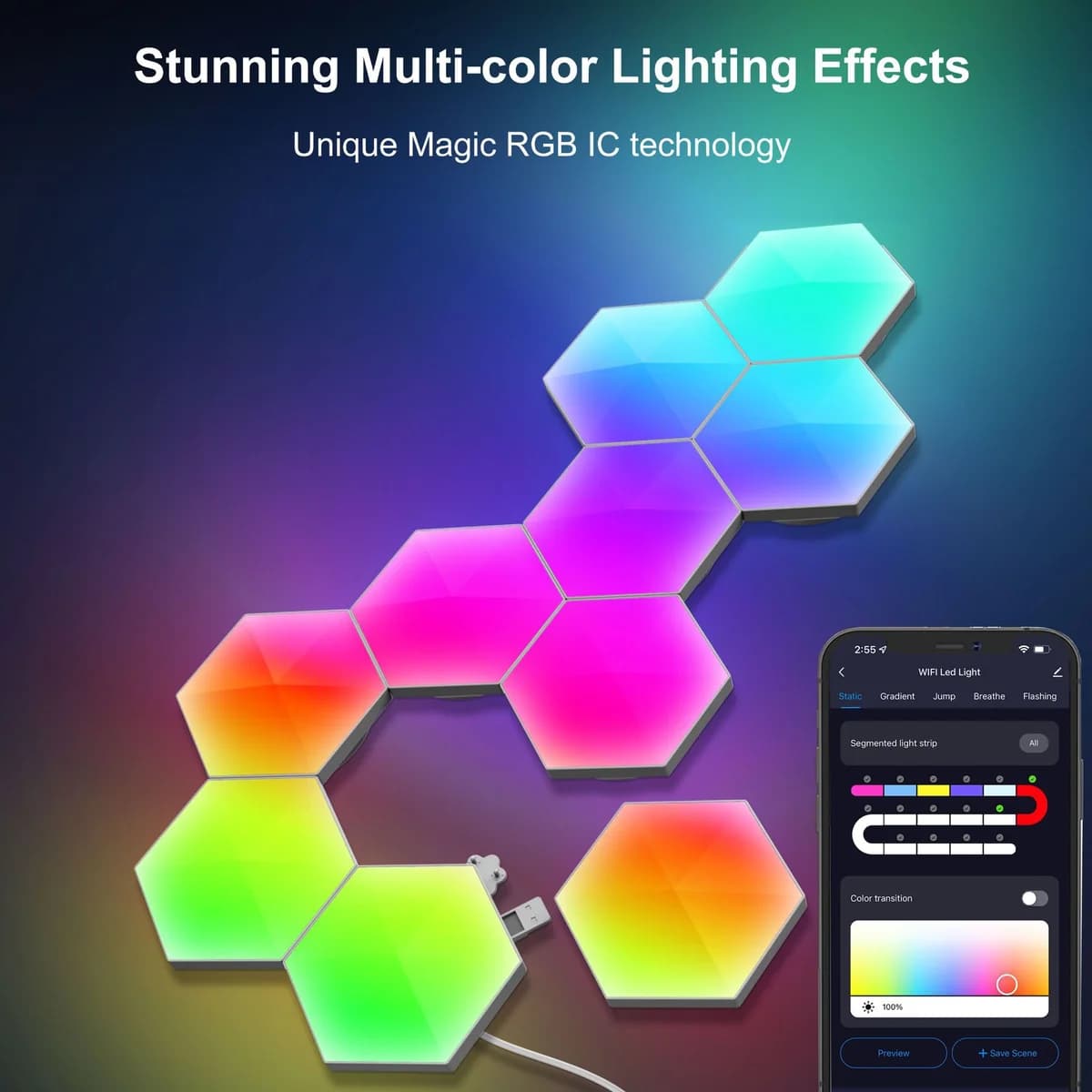 Hexagon Gaming Light (15 Piece) — thumbnail 2 of 4