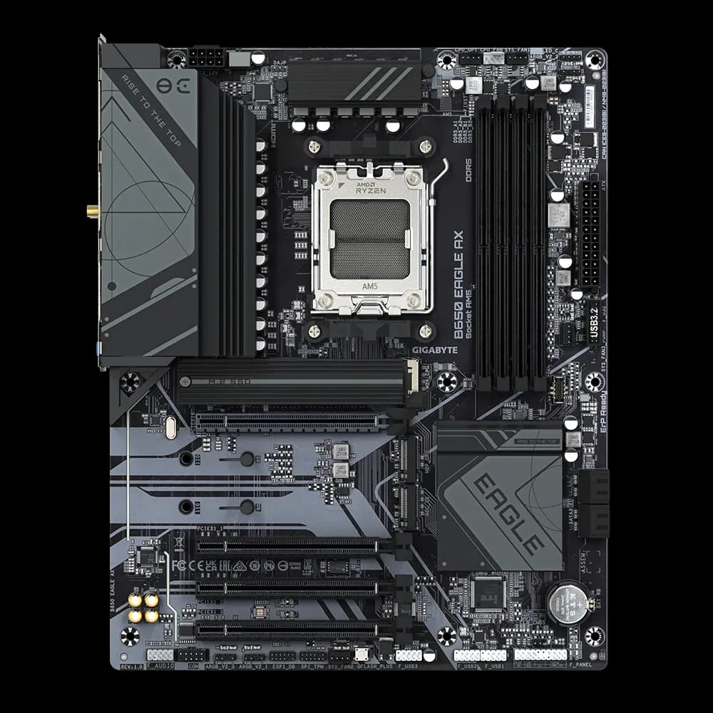 GIGABYTE B650 EAGLE AX Motherboard – AM5, DDR5, PCIe 5.0, Wi-Fi 6E, 12+2+2 VRM, 3× M.2, USB 3.2 Gen2, Smart Fan 6, Q-Flash Plus, ATX — thumbnail 6 of 6