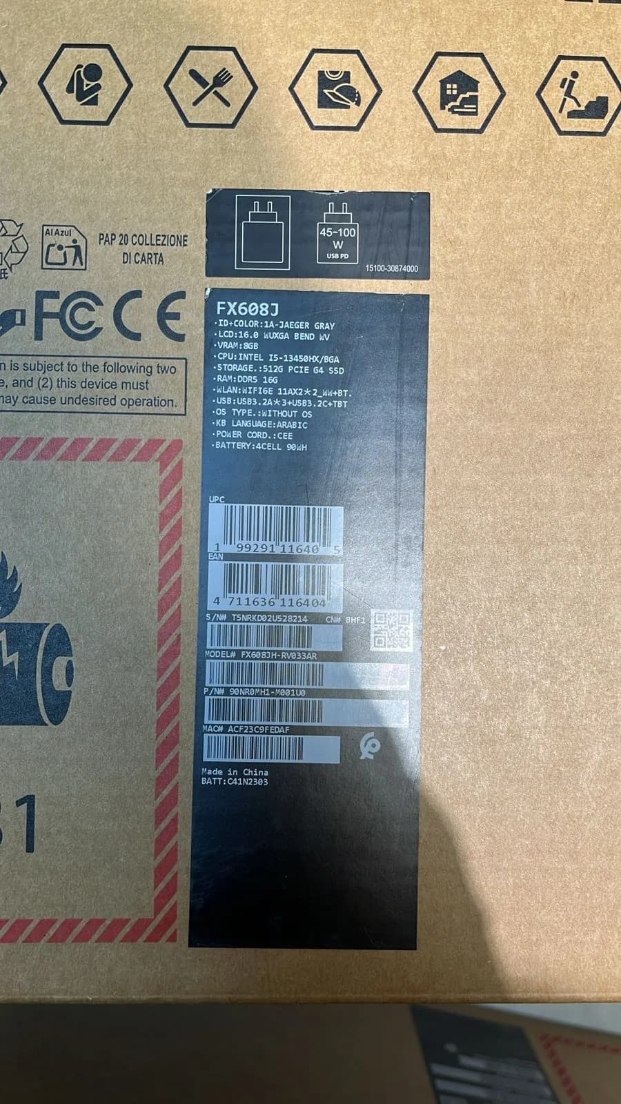 ASUS TUF Gaming F16, NVIDIA Geforce RTX 5050 8GB, Intel Core i5-13450HX, RAM 16GB, SSD 512GB, 16.0 inch WUXGA 165Hz, Jaeger Gray — thumbnail 7 of 7