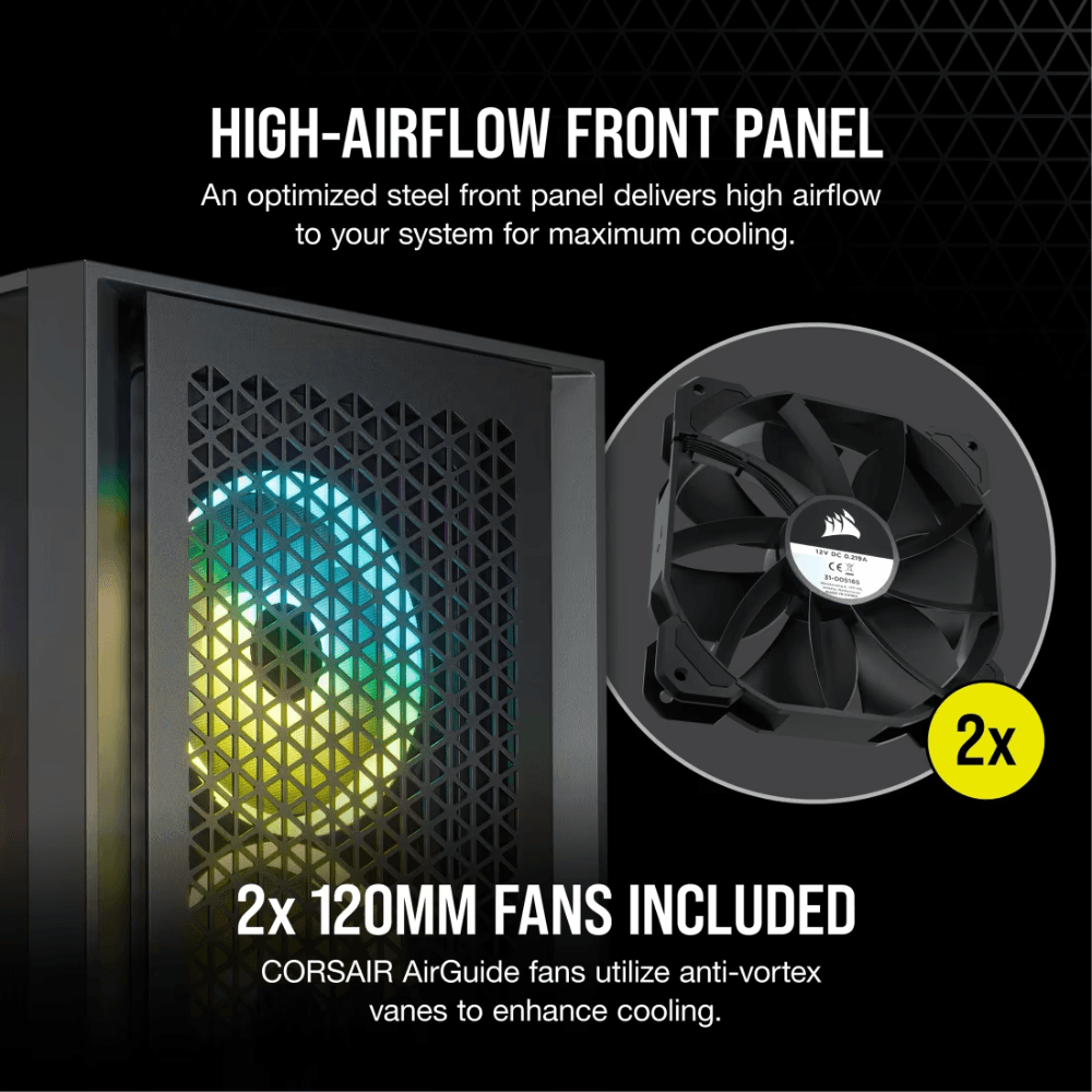 CORSAIR ICUE 4000D TOWER TEMPERED GLASS RGB CASE  BLACK — thumbnail 4 of 6