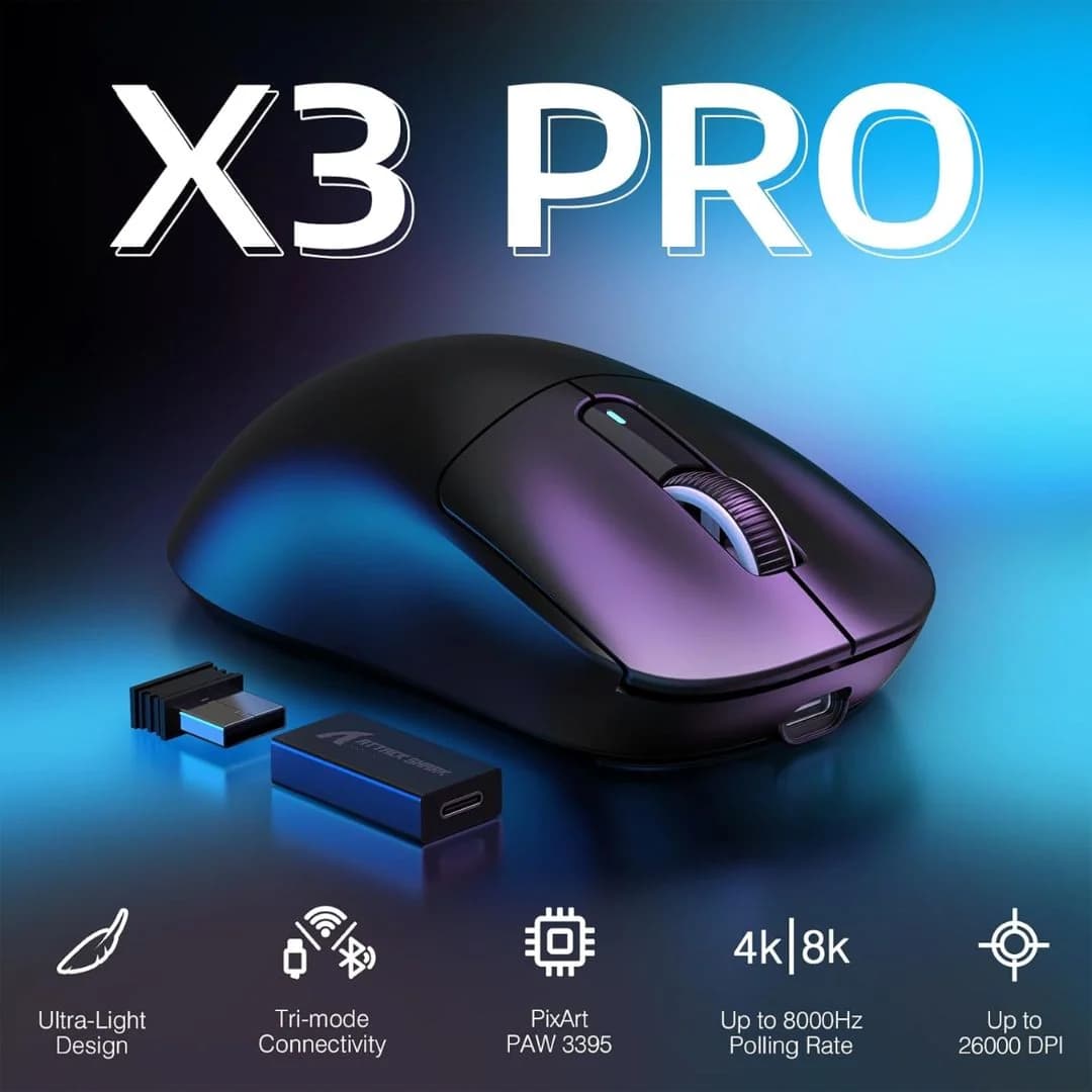 ATTACK SHARK X3PRO  Wireless Gaming Mouse - Black — thumbnail 2 of 7