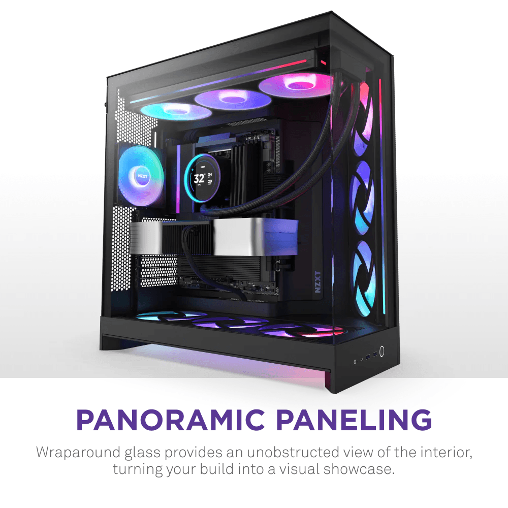 NZXT H9 FLOW RGB+ DUAL-CHAMBER MID TOWER Airflow With CONTROL HUB Black CASE — thumbnail 6 of 8