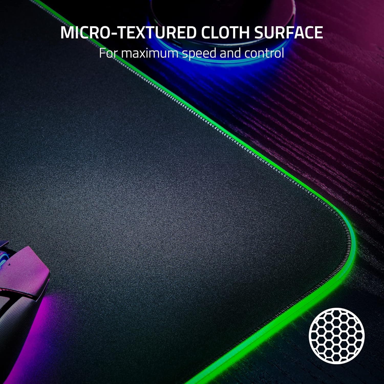 Razer Goliathus Chroma 3XL Gaming Mouse Pad: Micro-Textured Cloth Surface - Large to Cover Desk Setup - Chroma RGB - Optimized for All Sensitivity Settings and Sensors - Non-Slip Rubber Base — thumbnail 5 of 6