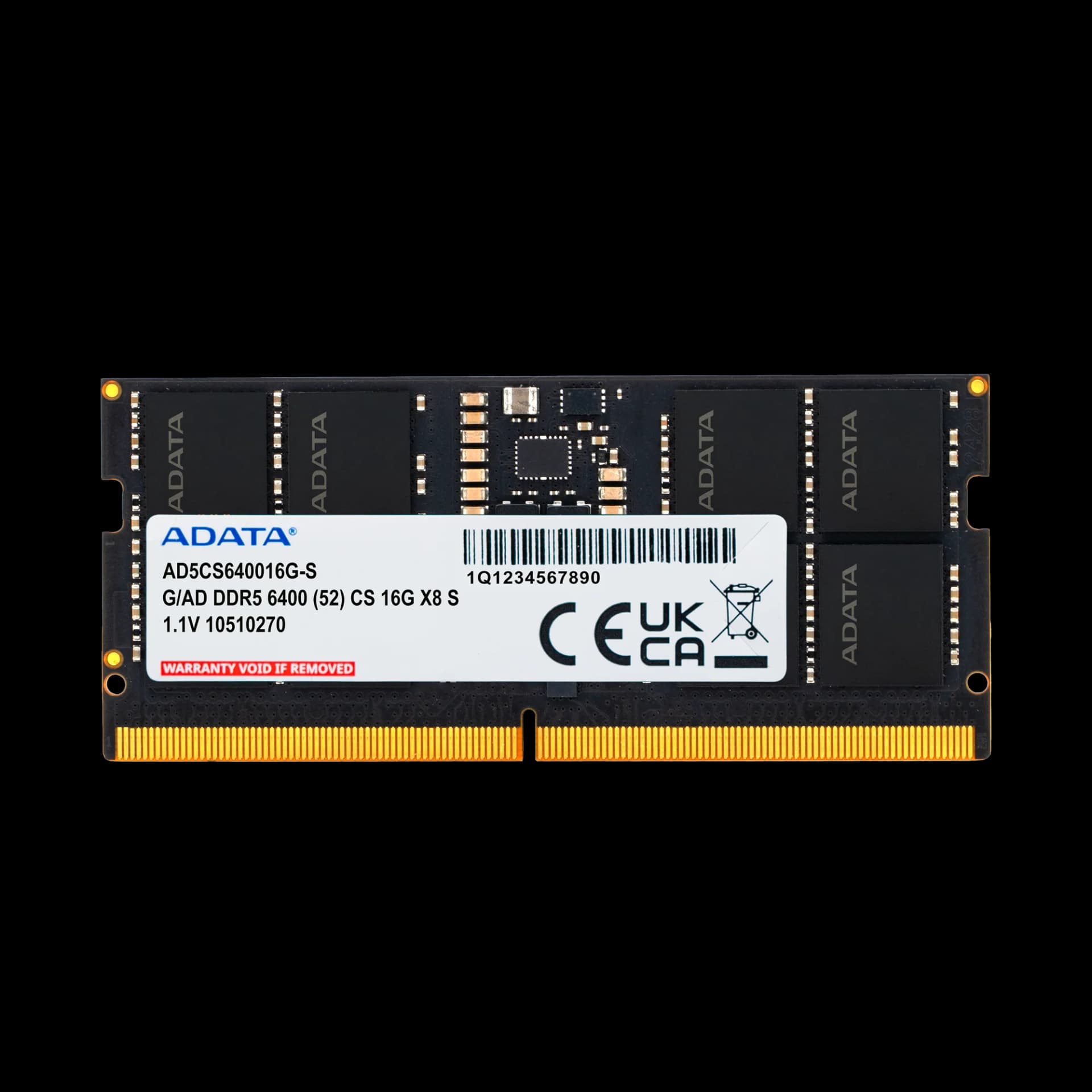 ADATA DDR5 SO-DIMM Memory Module – 6400 MT/s, 1.1 V, Built-In PMIC & On-Die ECC, 16GB Laptop RAM