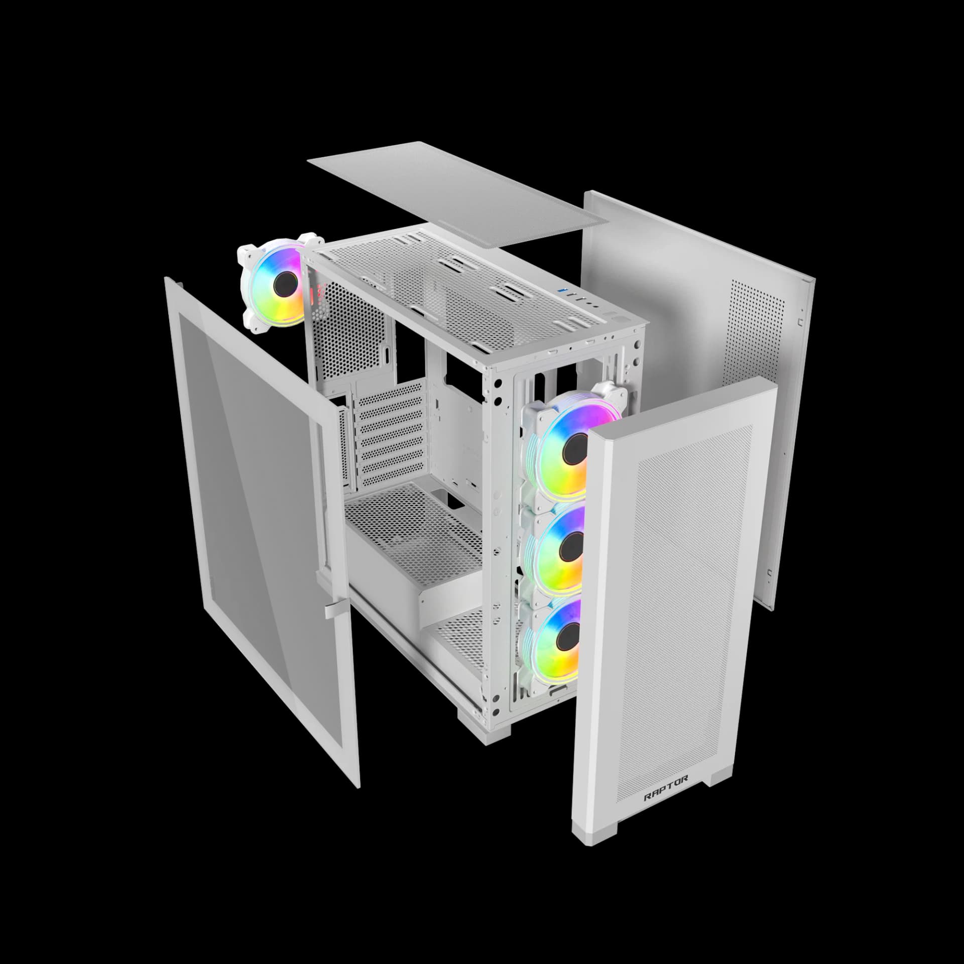 Raptor 290-XL ARCTIC HAWK RGB Mid Tower Case - White — thumbnail 10 of 10