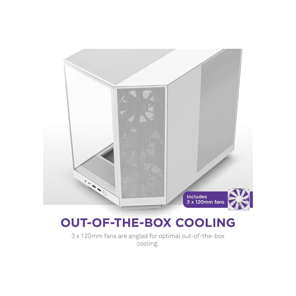NZXT H6 FLOW COMPACT DUAL-CHAMBER ATX WHITE CASE — thumbnail 3 of 6