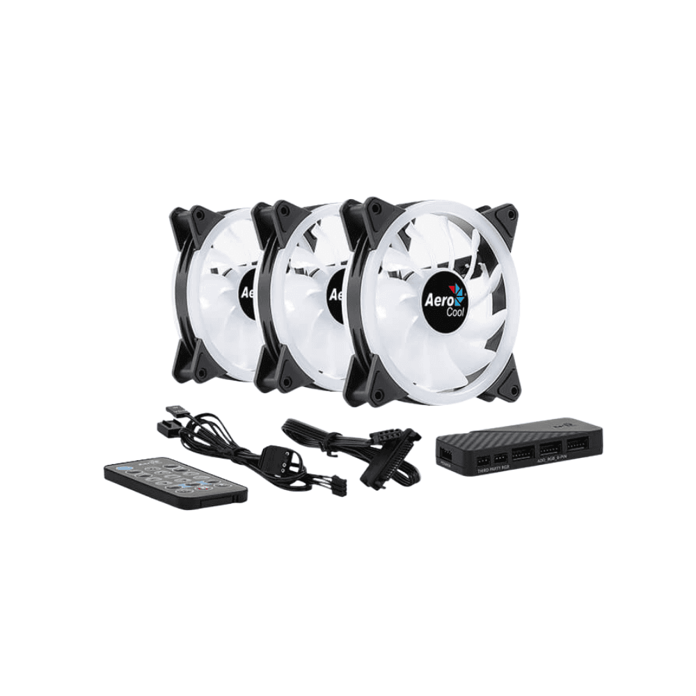 AEROCOOL FAN CASE DOU 12 PRO 3X120mm ARGB BLACK+ REMOTE CONTROL — thumbnail 2 of 5