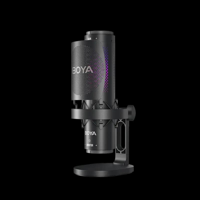 BOYA K9 Professional USB Condenser Microphone , 48kHz/24-bit Hi-Fi Audio , 3 Polar Patterns , AI Noise Cancellation , RGB Lighting , Real-Time Monitoring , Gain Control , Desktop Stand — thumbnail 2 of 4