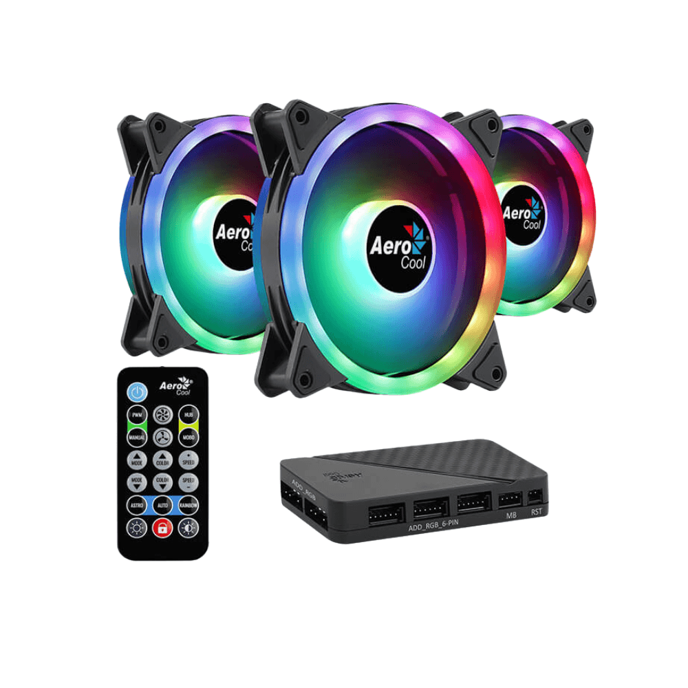 AEROCOOL FAN CASE DOU 12 PRO 3X120mm ARGB BLACK+ REMOTE CONTROL