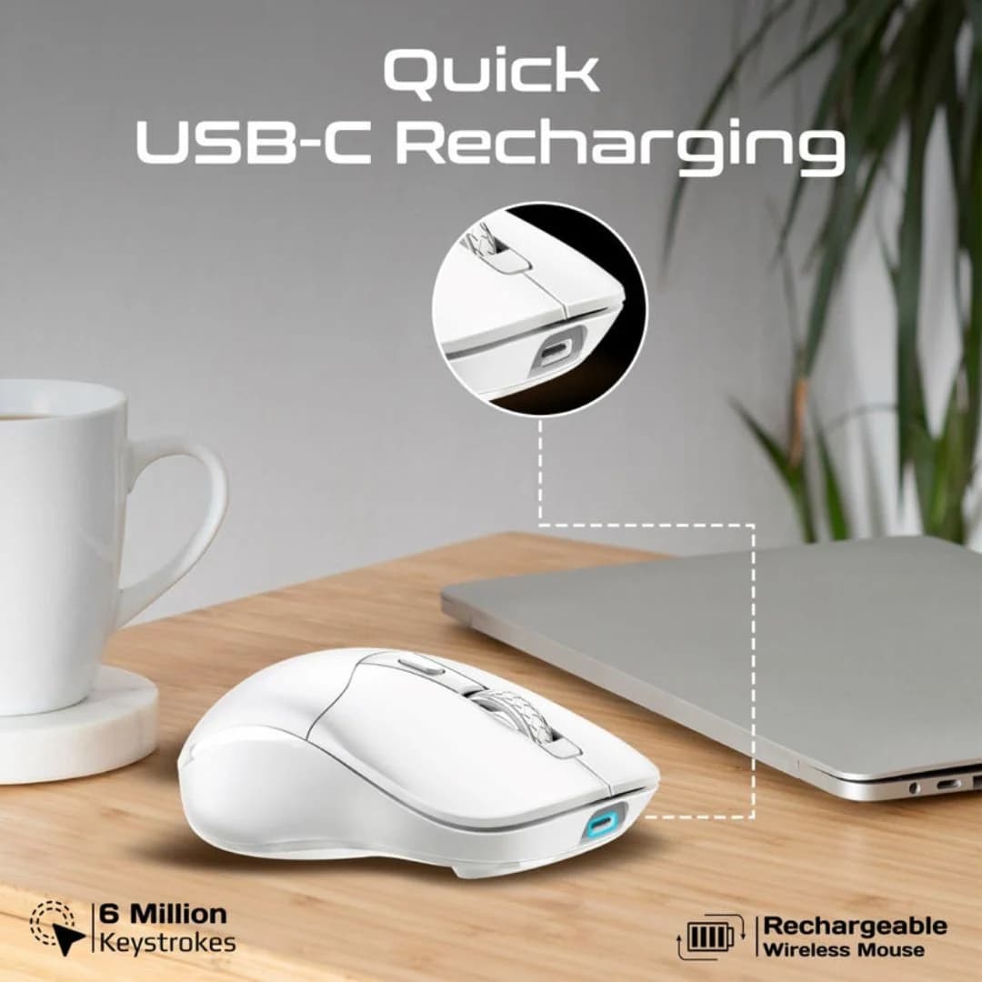 Promate Samo Dual Mode Wireless Mouse - White — thumbnail 4 of 5