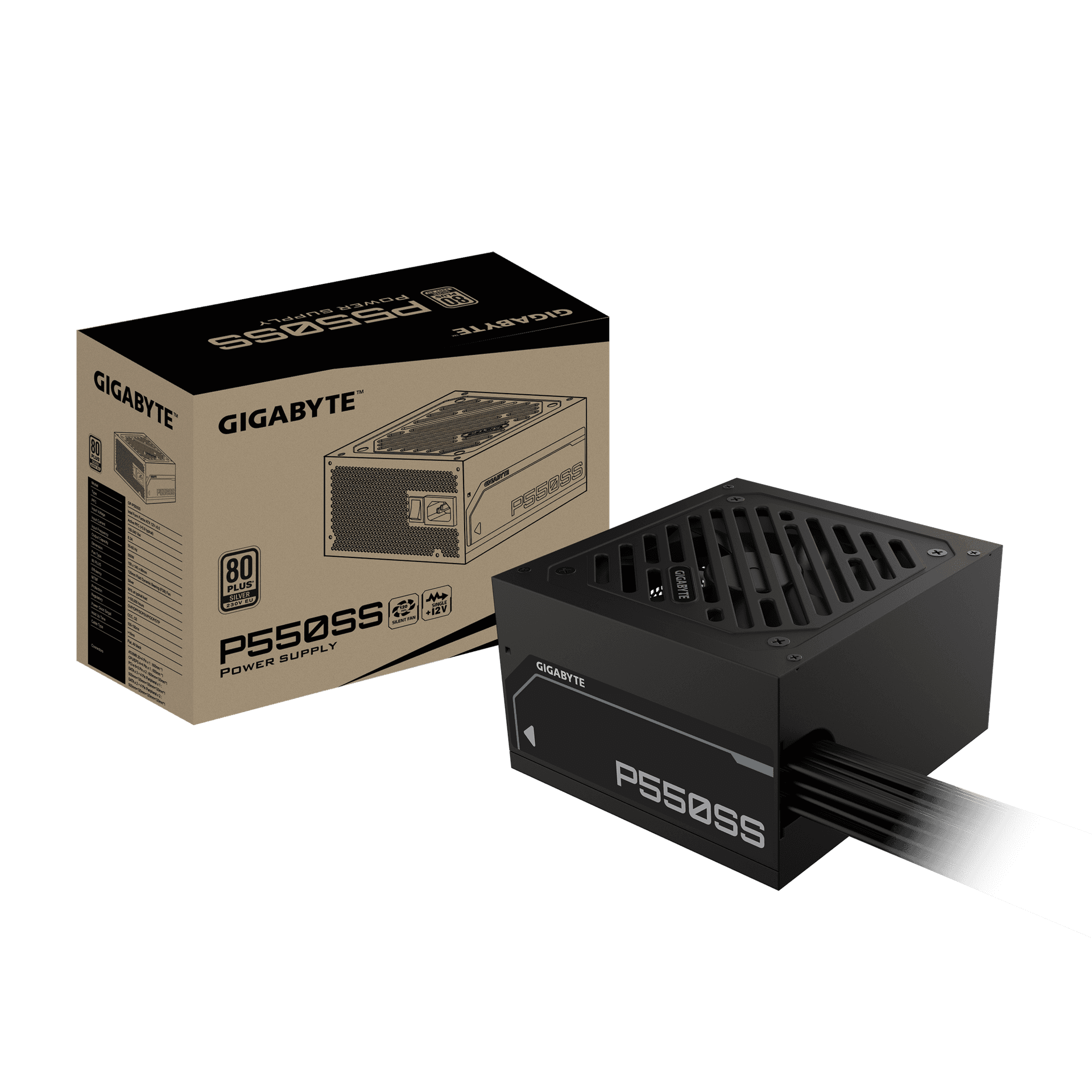 GIGABYTE P550SS 80 +PLUS SILVER BLACK Power Supply
