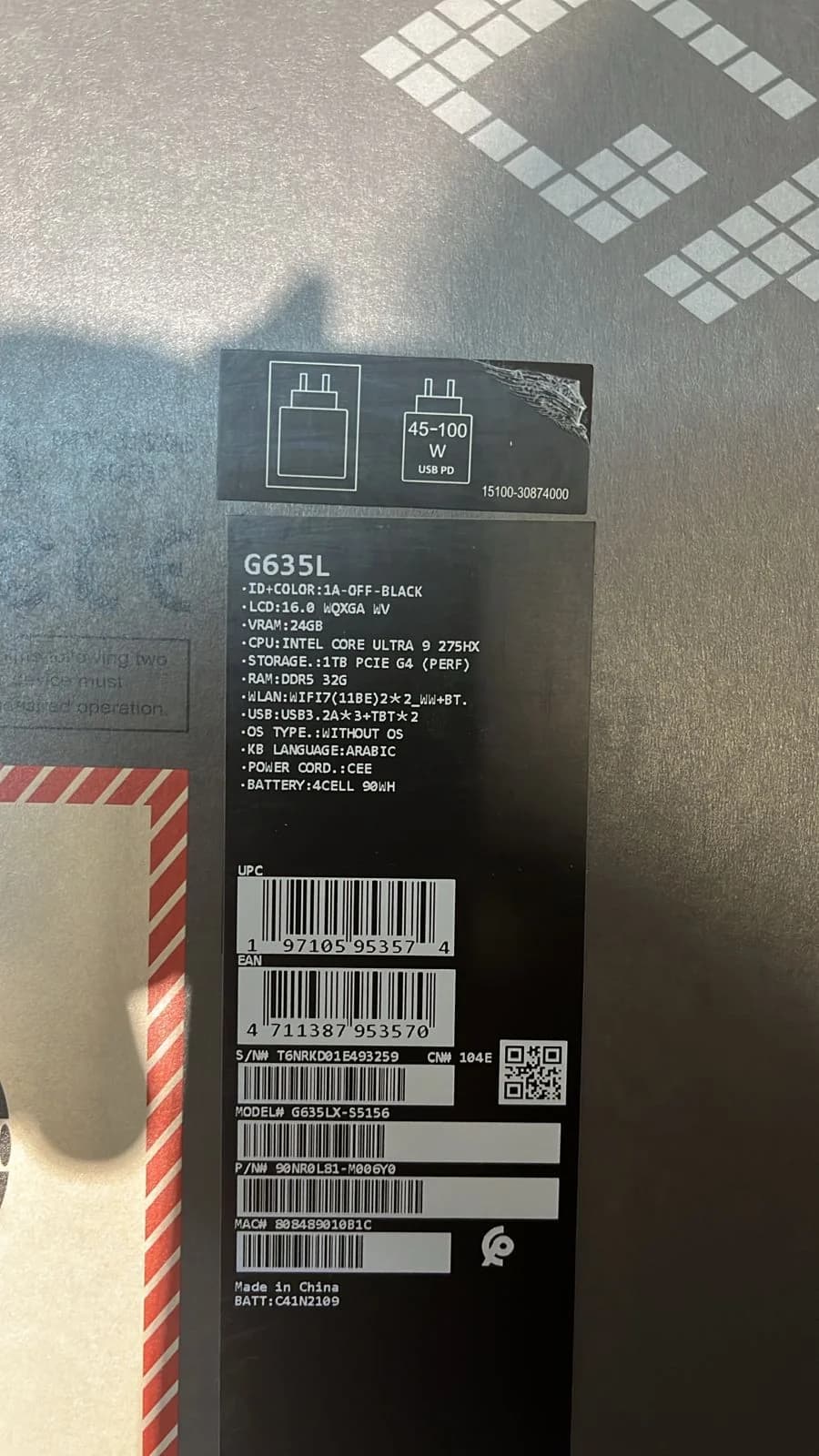 ASUS ROG Strix SCAR G16 G635LX-S5156, Intel Core Ultra 9-275HX, RAM 32GB, SSD 1TB, NVIDIA Geforce RTX 5090 24GB, 16.0 Inch WQXGA IPS 240Hz, Off Black — thumbnail 8 of 8