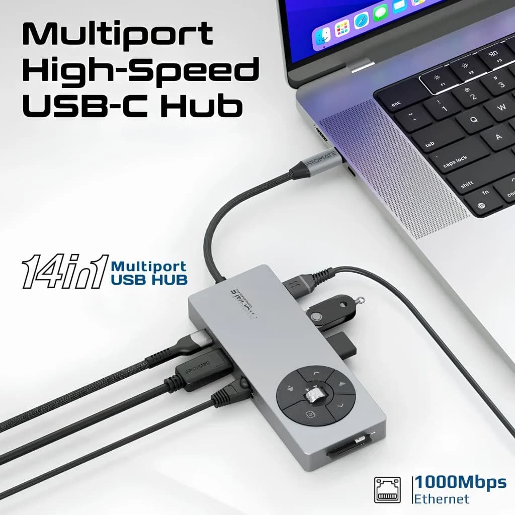 Promate CommandHub-Pro USB-C Hub - 14-in-1 — thumbnail 3 of 7