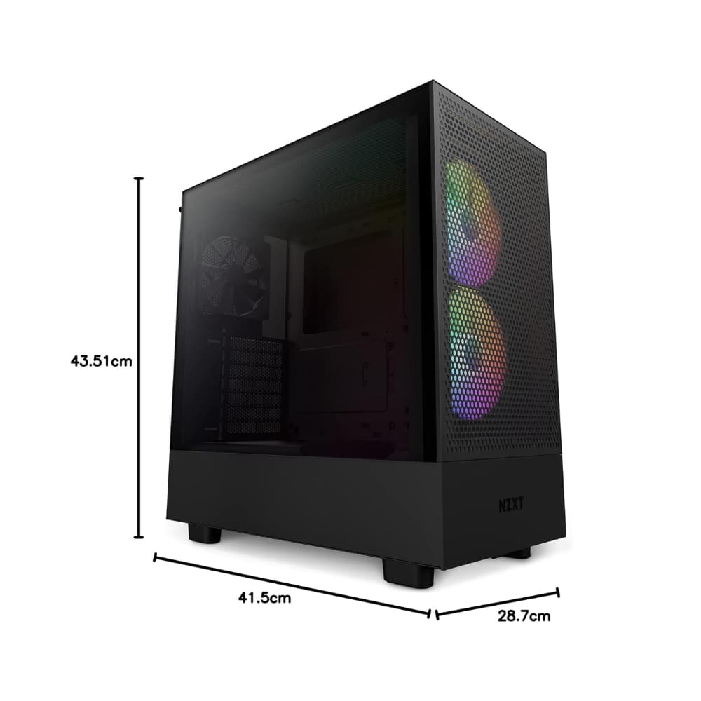 NZXT H5 FLOW RGB (2023) ATX Mid-Tower Case – Black — thumbnail 3 of 5