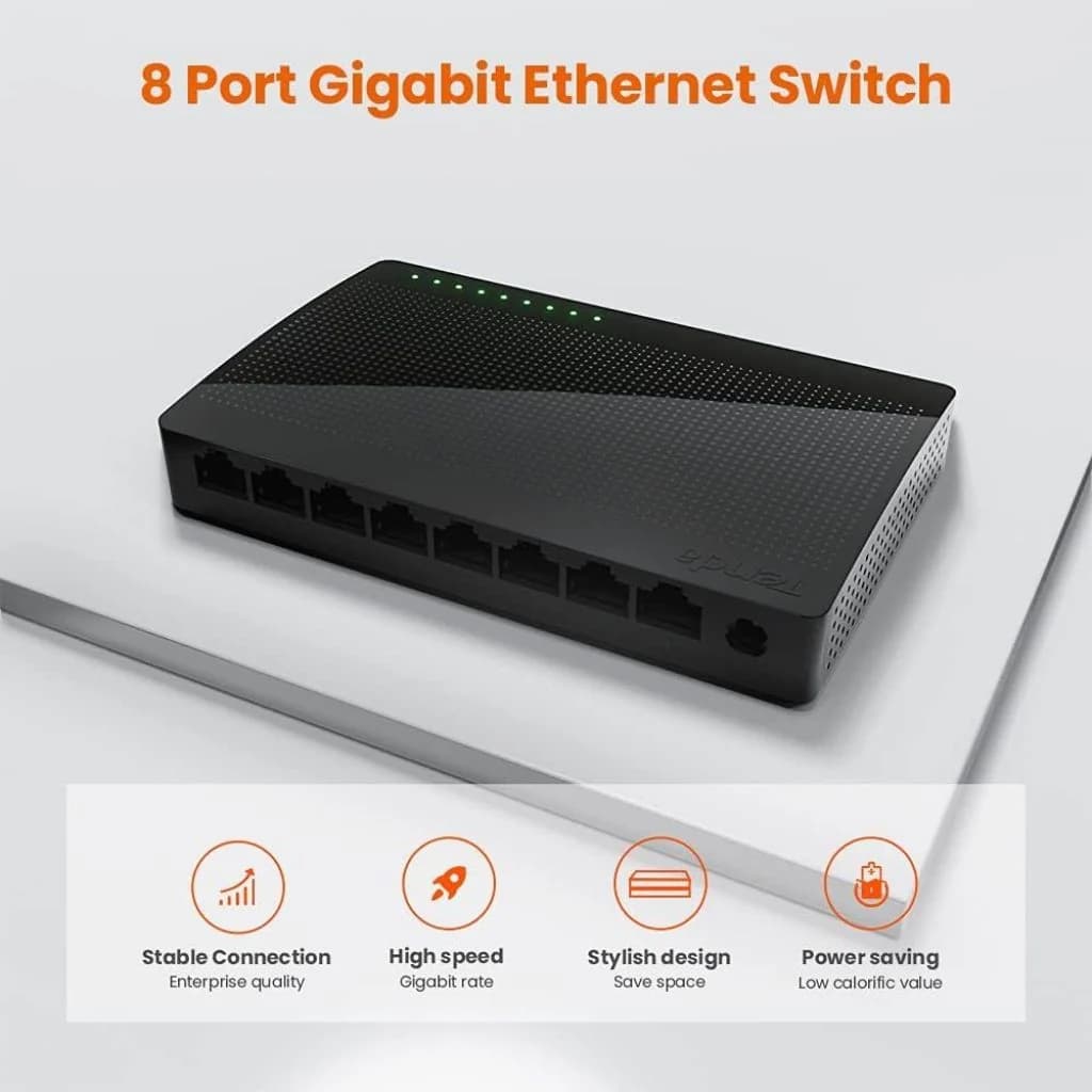 Desktop Hub Switch Tenda SG108 8G - Port — thumbnail 3 of 3