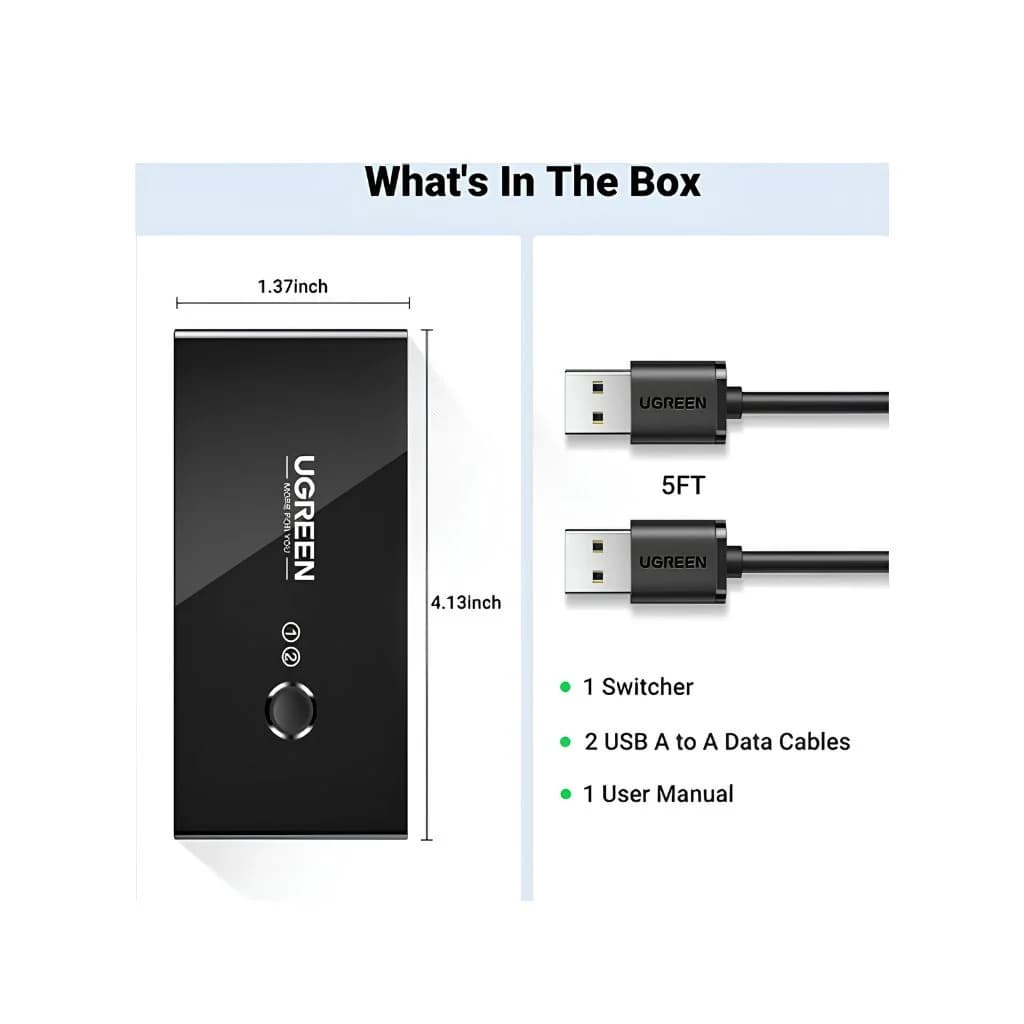 UGREEN UG-30767 USB-A Sharing Switch Box 2×1 — thumbnail 2 of 3