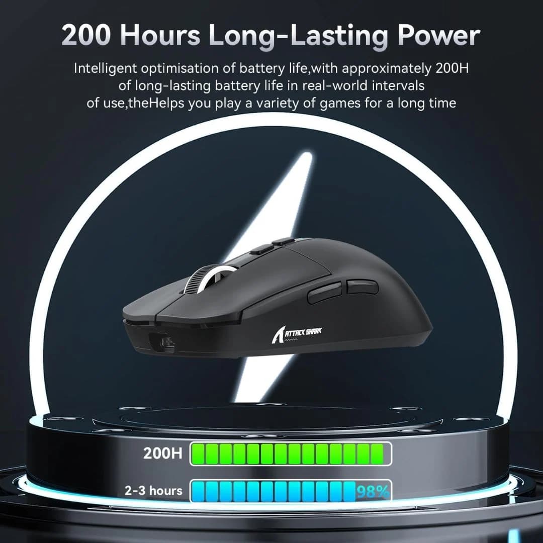 ATTACK SHARK X6  Wireless Gaming Mouse - Black — thumbnail 6 of 9