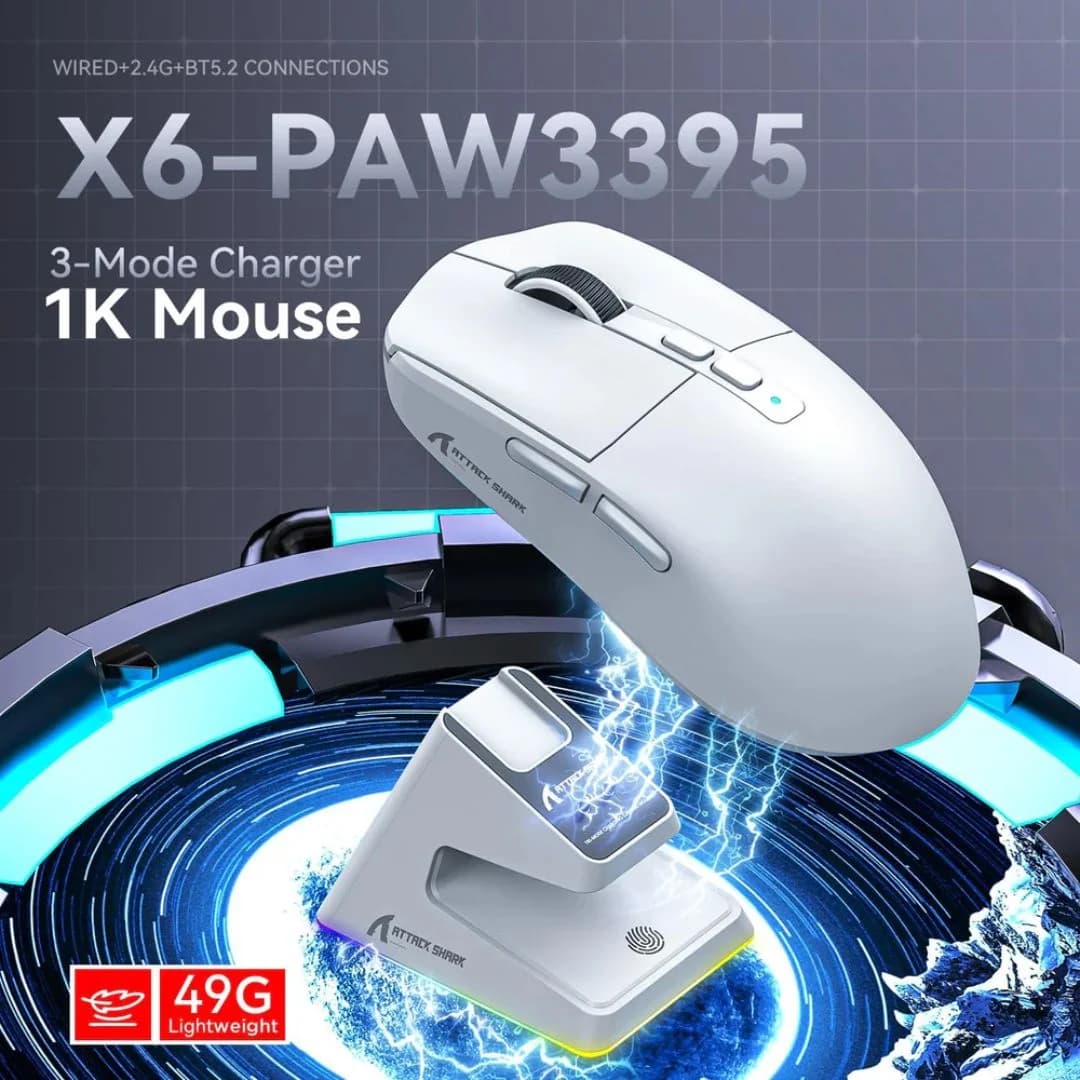ATTACK SHARK X6  Wireless Gaming Mouse - White — thumbnail 6 of 6