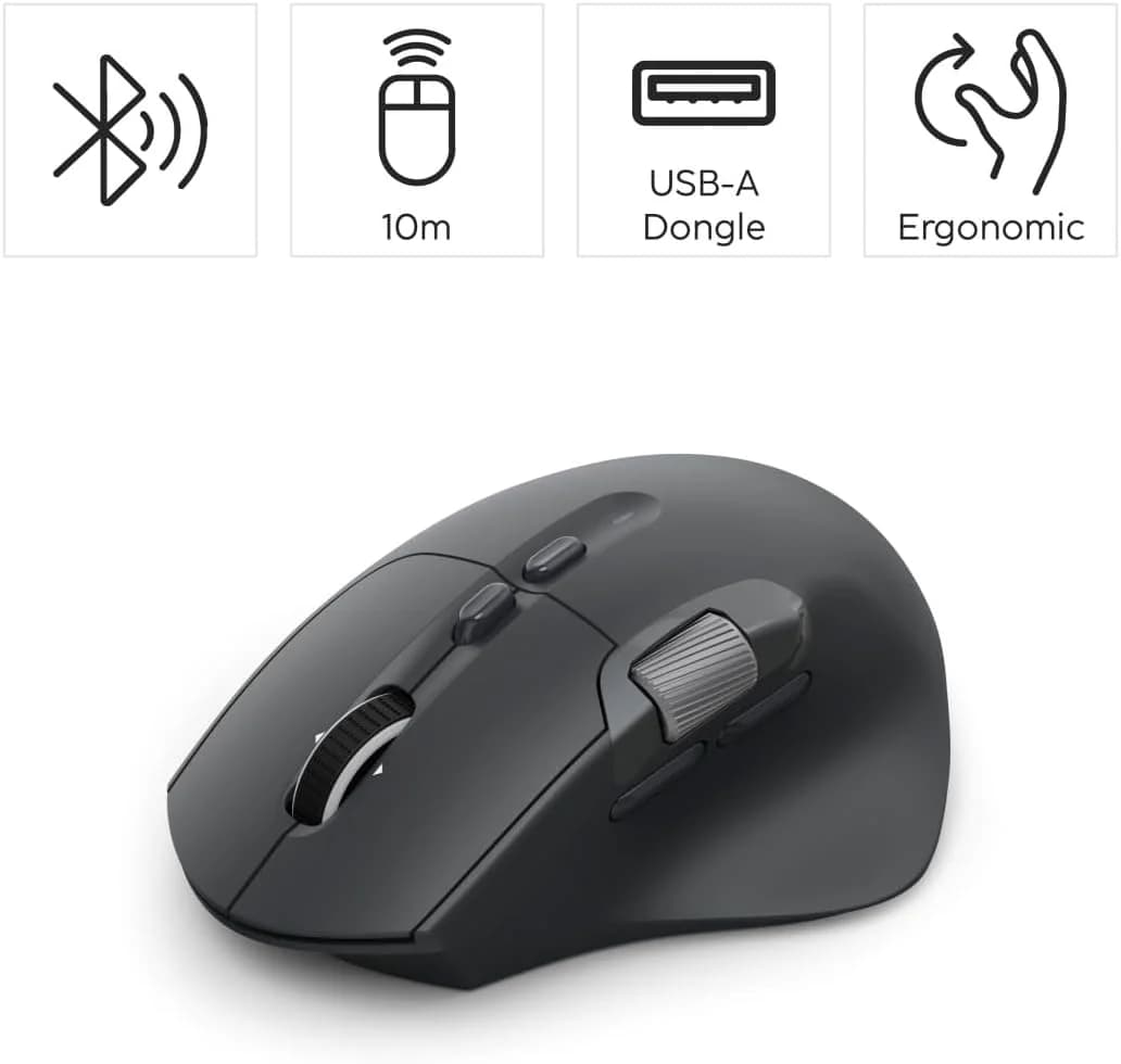 Hama WM-900 Multi-Device Wireless Mouse – 10-Button Radio & Bluetooth Rechargeable Optical Mouse, Ergonomic Right-Handed Design, RGB Lighting & USB-C Charging — thumbnail 2 of 7