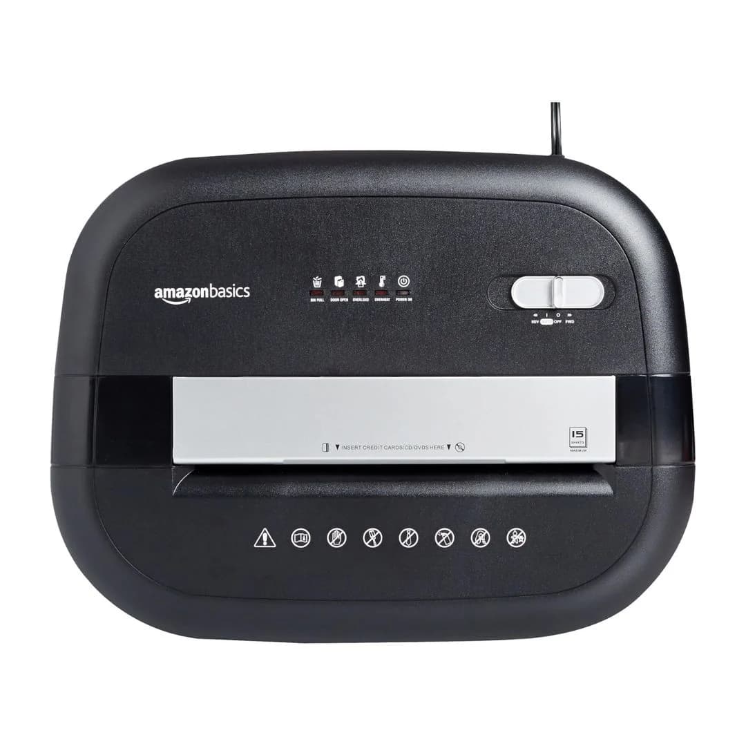 AmazonBasics 15-Sheet Cross-Cut Shredder - Paper, CD & Card — thumbnail 2 of 4