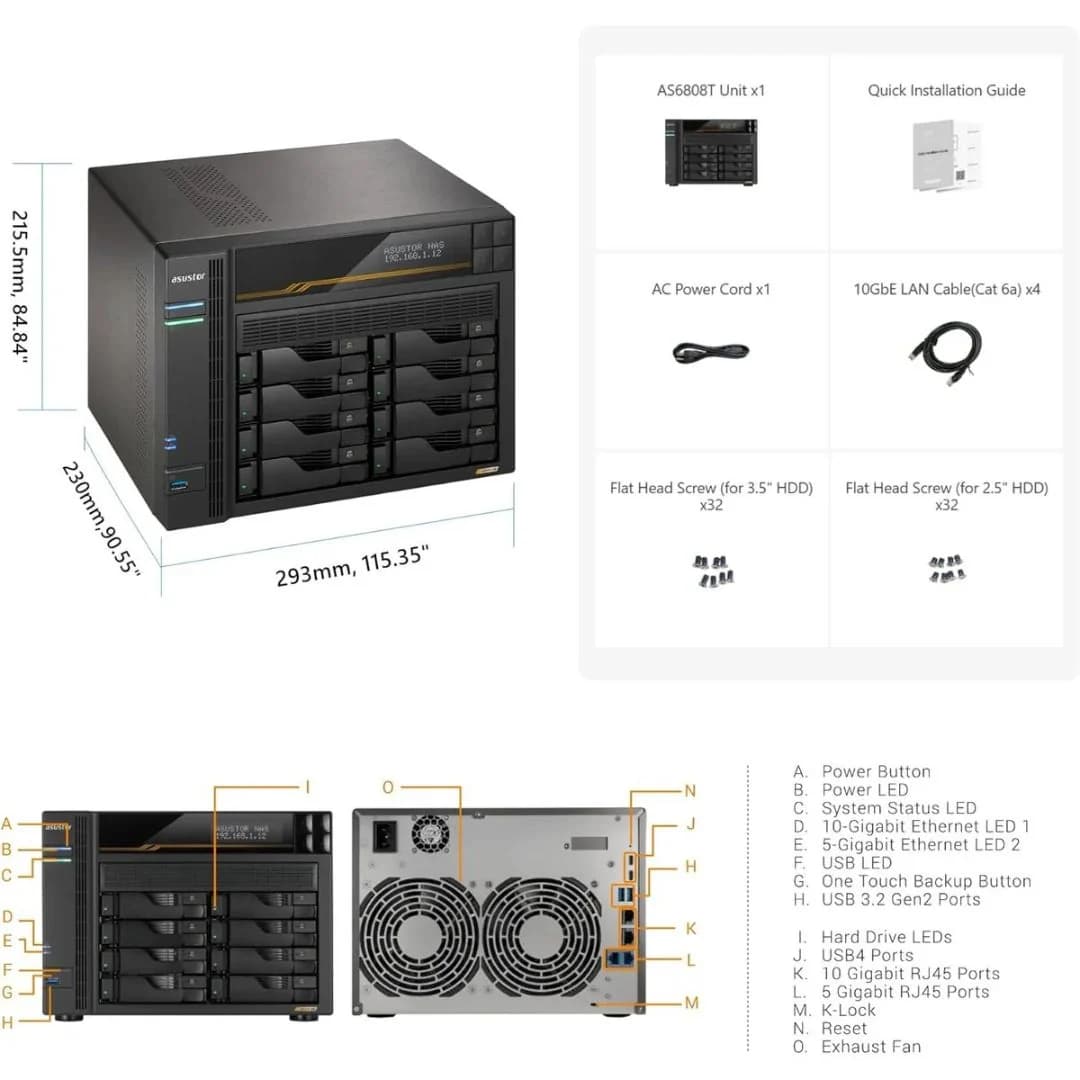 Asustor LOCKERSTOR 8 Server - AS6808T — thumbnail 3 of 3