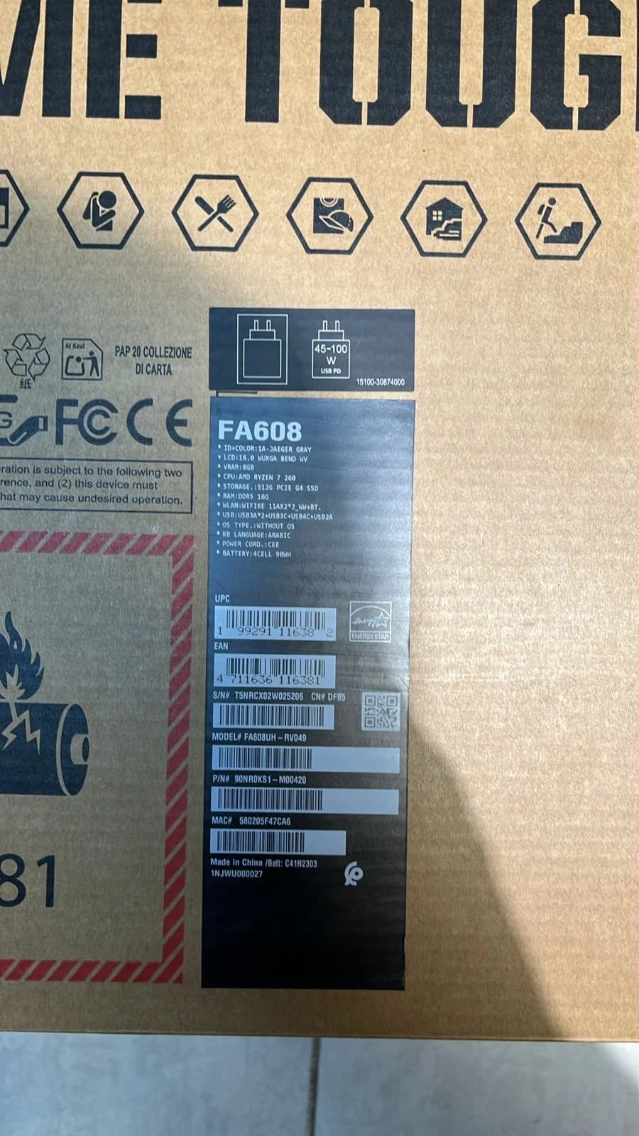 ASUS TUF Gaming A16, NVIDIA Geforce RTX 5050 8GB, AMD Ryzen 7-260, RAM 16GB, SSD 512GB, 16.0 inch WUXGA 165Hz, Jaeger Gray — thumbnail 8 of 8