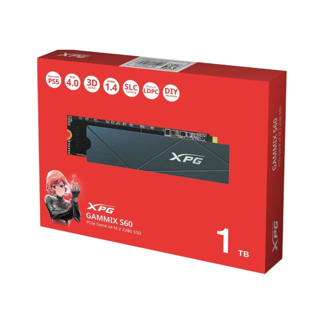 XPG GAMMIX S60 1TB PCIe Gen4 x4 NVMe SSD – Up to 5000/4200MB/s with Heat-Sink, PS5 Compatible — thumbnail 4 of 4