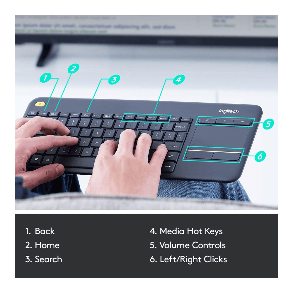 Logitech K400 Plus Wireless Touch Keyboard – Black — thumbnail 3 of 3