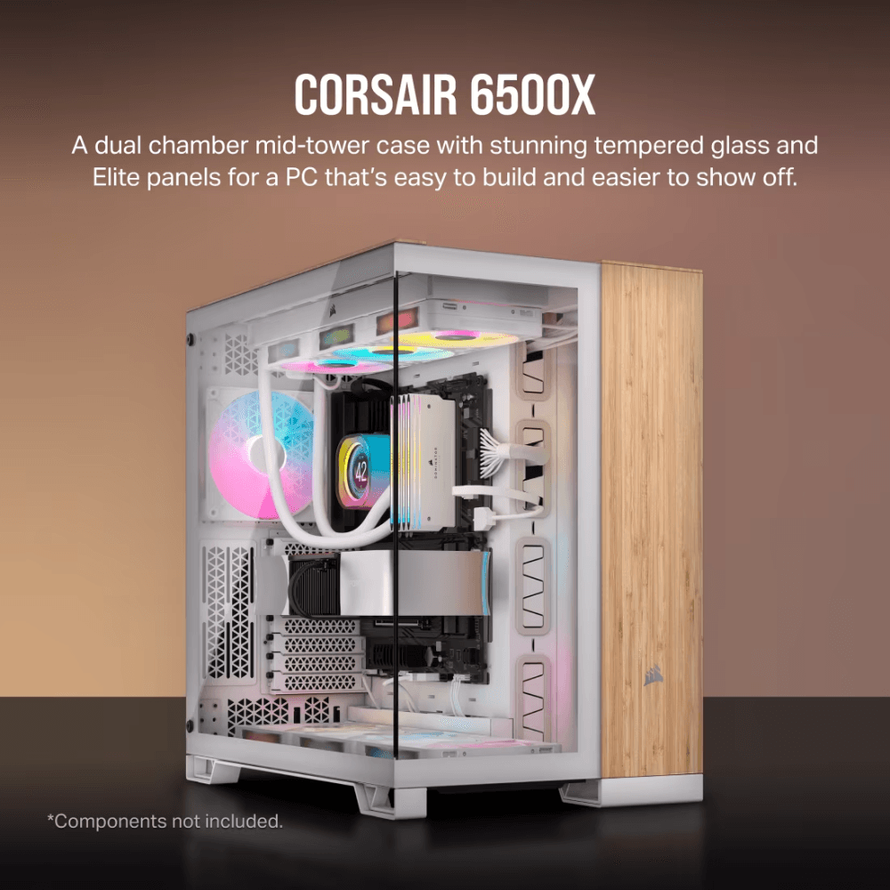 CORSAIR 6500X TEMPERED GLASS MT  BAMBOO WOOD CASE RGB — thumbnail 2 of 4