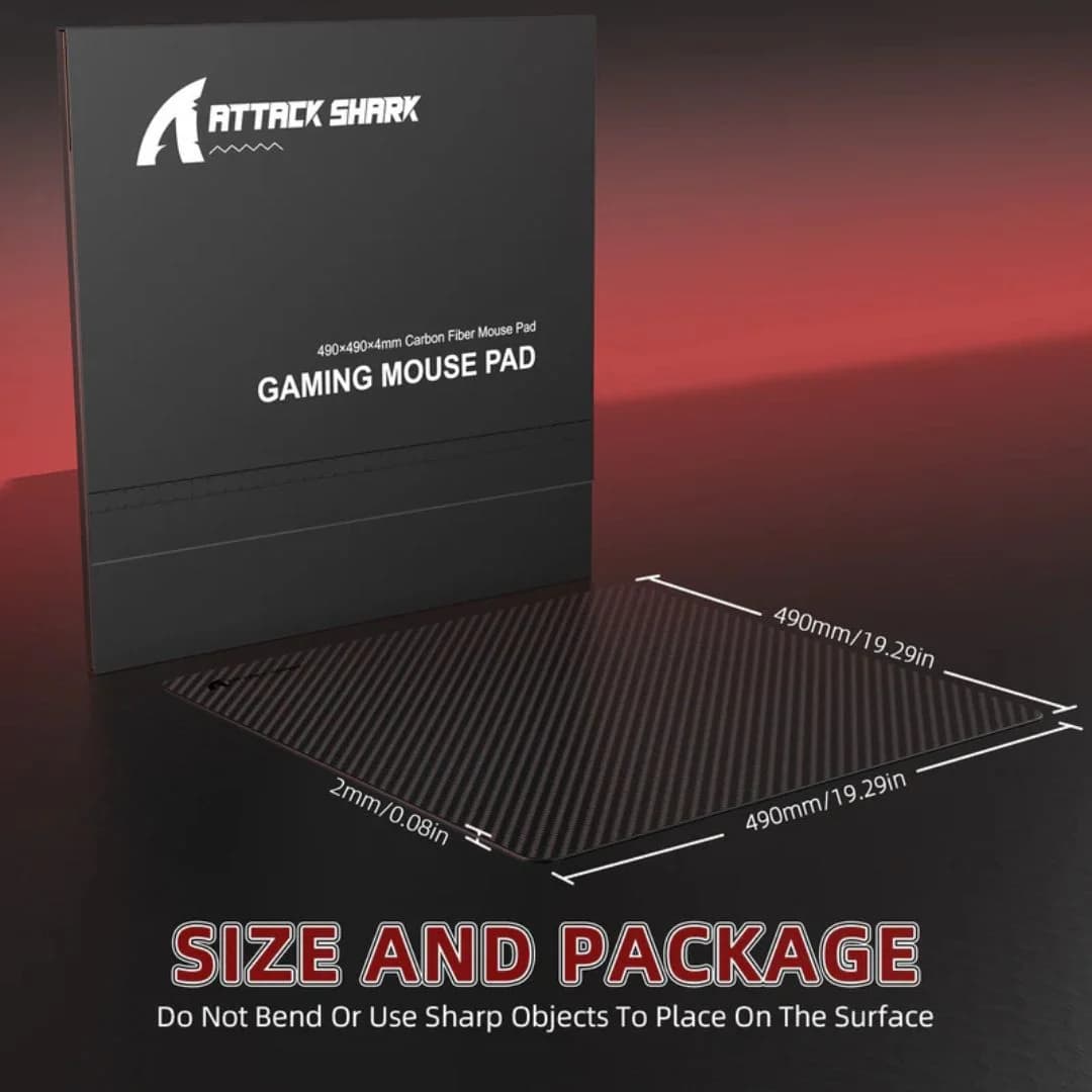 ATTACK SHARK CM04 XL 490x490mm Carbon Fiber Gaming Mouse Pad - Eclipse Black — thumbnail 5 of 6