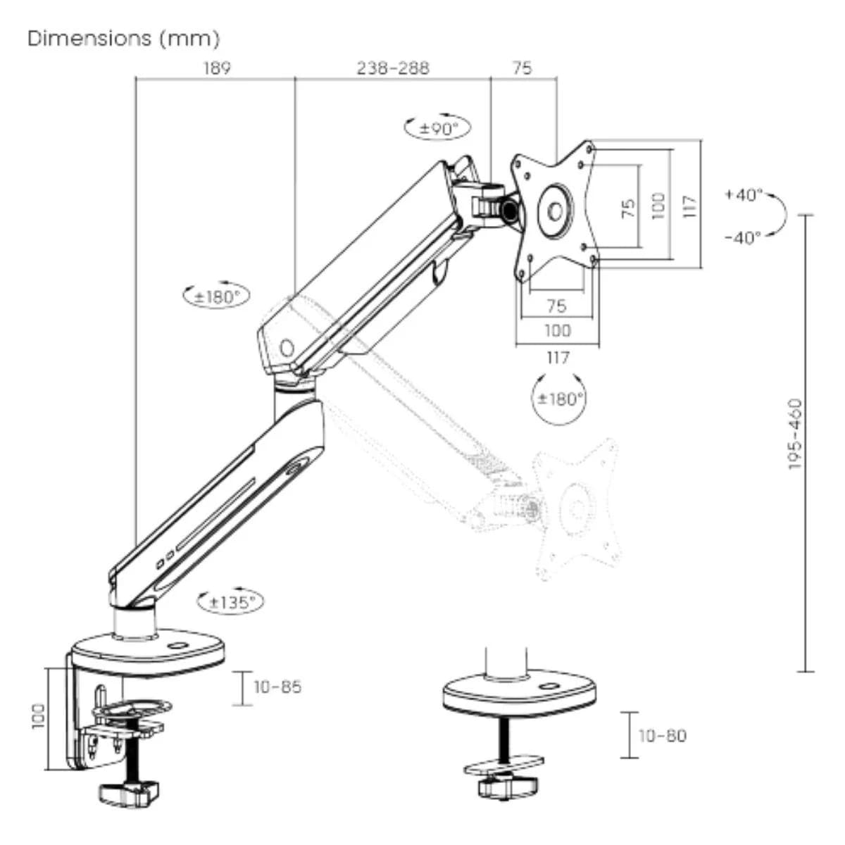 Avetron MA100 Gaming Monitor Arm, Display 27″–45″ — thumbnail 7 of 8
