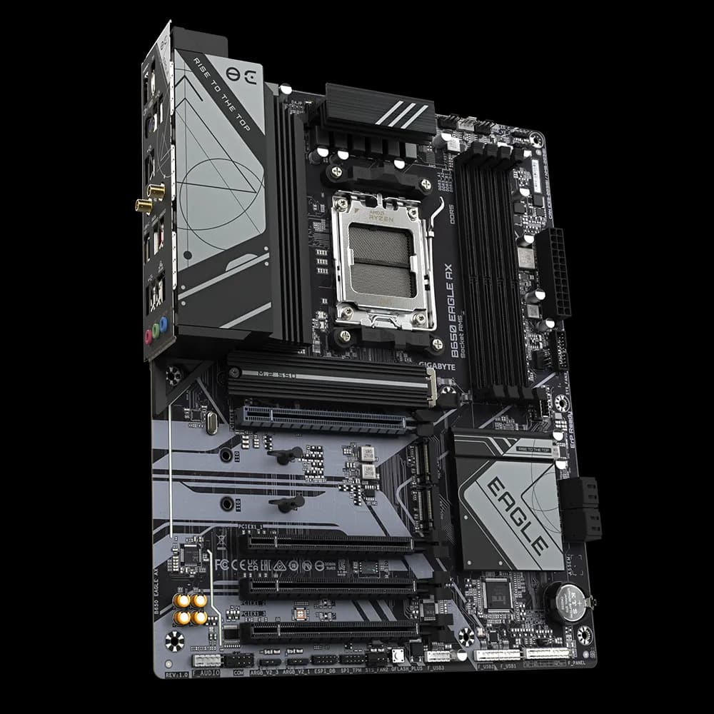 GIGABYTE B650 EAGLE AX Motherboard – AM5, DDR5, PCIe 5.0, Wi-Fi 6E, 12+2+2 VRM, 3× M.2, USB 3.2 Gen2, Smart Fan 6, Q-Flash Plus, ATX — thumbnail 2 of 6